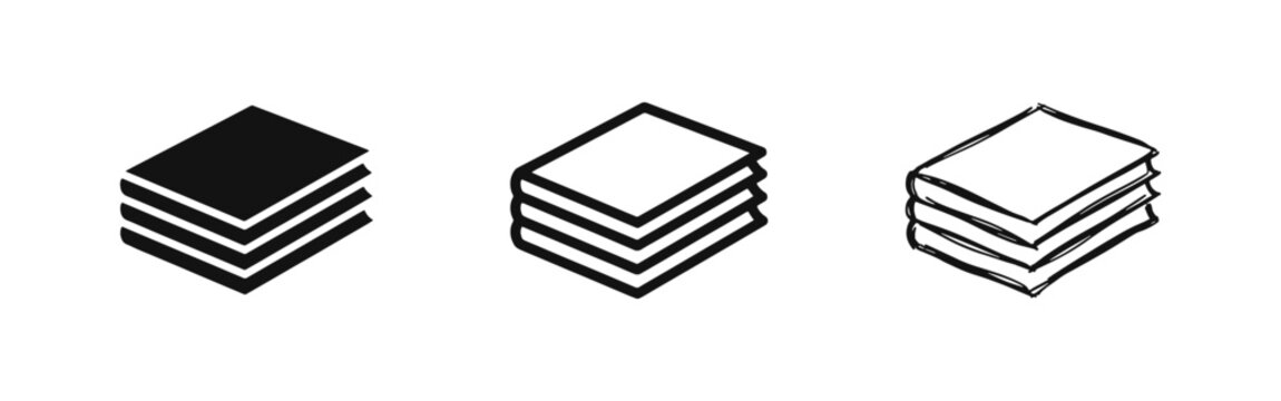 Document Stack Icons, Pile of Papers or Books Vector Symbols