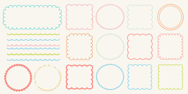Pastel Colored Decorative Borders And Frames Vector Illustration