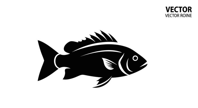 Black fish silhouette icon isolated on white background