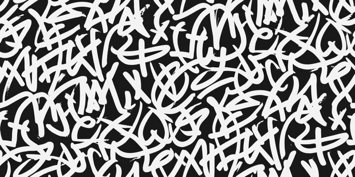 Graffiti style abstract pattern black and white vector illustration
