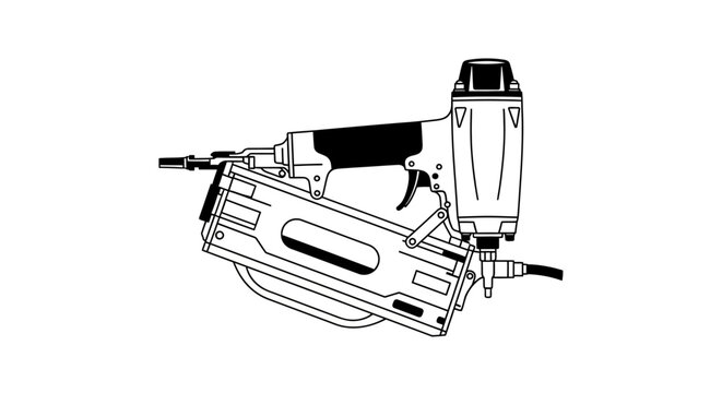 Pneumatic Nail Gun Power Tool Vector Illustration