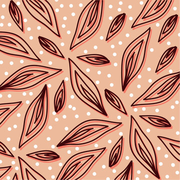 Soft Pink Aboriginal Leaf Pattern Decorative Tribal Art Illustration