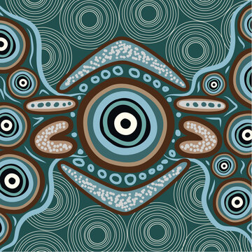 Symmetrical Circular Aboriginal Tribal Dot Art Illustration