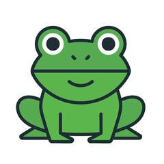 Obraz premium Minimalist vector illustration of a cute green frog icon.