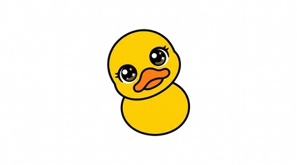 Fototapeta premium Cute Yellow Baby Duckling with Sparkle Eyes Peeking Forward Icon