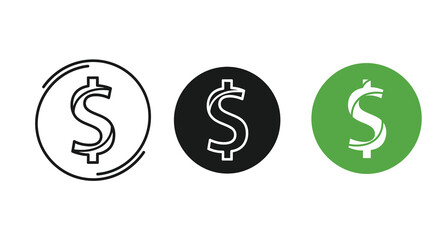 Obraz premium dollar sign icons in black white and green circles