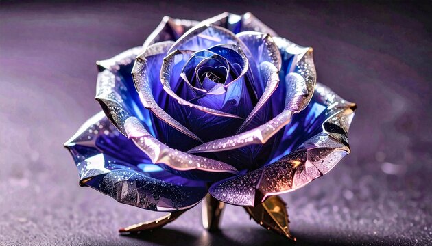 Mystical Purple Blue Frosted Metallic Rose