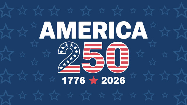 America 250 years celebration patriotic design with stars and flag pattern