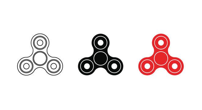 fidget spinner icons in black white and red