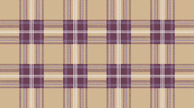 Seamless plaid pattern with purple and beige colors  traditional scottish design