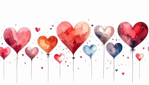 Balony serca ilustracja dekoracja walentynki