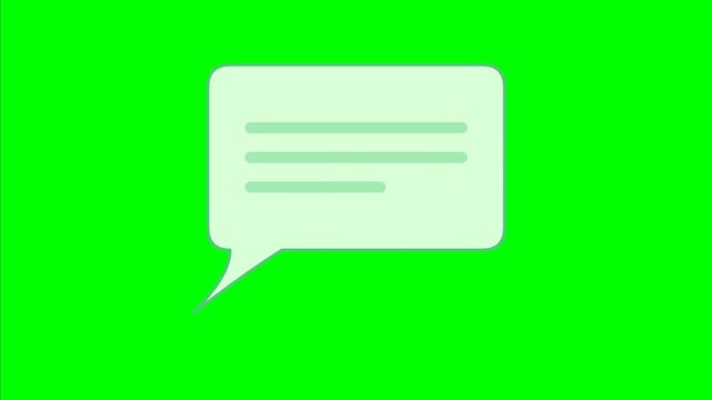 Animated speech bubble icon isolated on a solid green screen background