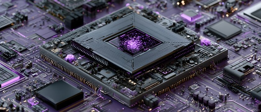 Close-up of a computer processor on a motherboard, hardware technology and digital computing concept