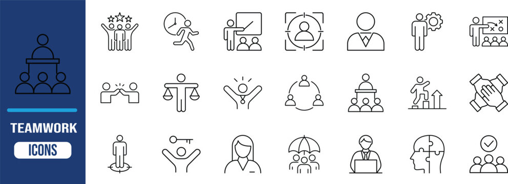 Business and teamwork vector icons. people icon set, team icon set, leader icon set