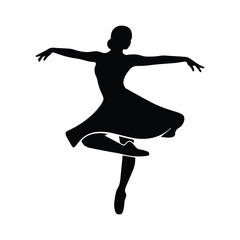 Ballerina silhouette in pirouette, graceful ballet pose, black vector illustration. © MdKhalidIbneMahbub