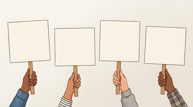 Diverse Group Holding Up Blank Posters