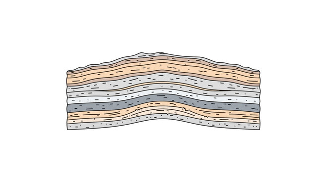 Cross-section of sedimentary rock layers, geological strata diagram