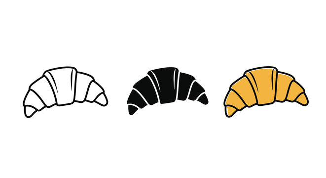 croissant illustrations in black white and yellow