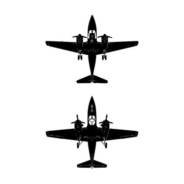 Vintage twin-engine propeller plane top view