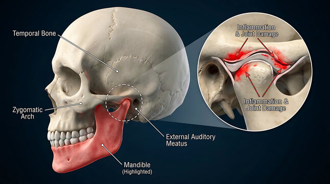 Medical chart showing temporomandibular joint structure and anatomy