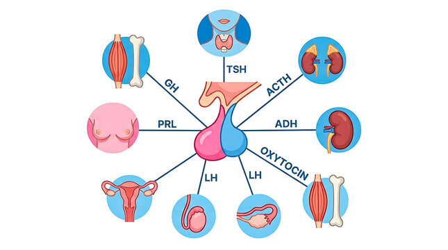 Endocrine system hormonal regulation diagram illustration
