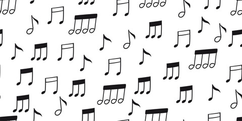 Obraz premium Minimalist music notes seamless pattern hand drawn cartoon illustration background for graduation ceremonies music school events wrapping paper and fabrics