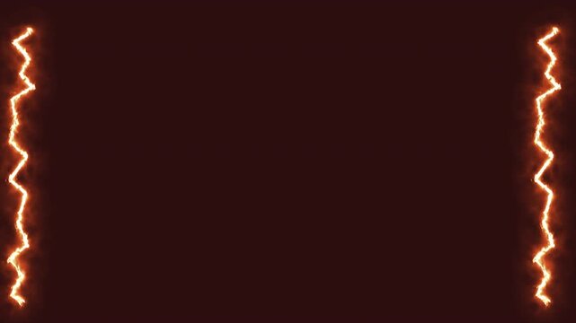 ​Glowing Orange Fire Energy Lightning Vertical Border Animation