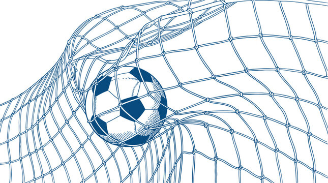 Soccer Ball in Goal Net Illustration