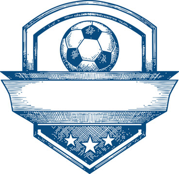 Soccer Badge with Football and Banner