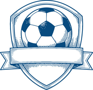 Soccer Badge with Ball and Banner