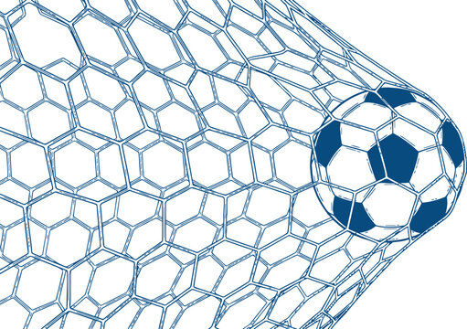 Minimalist Soccer Ball in Goal Net