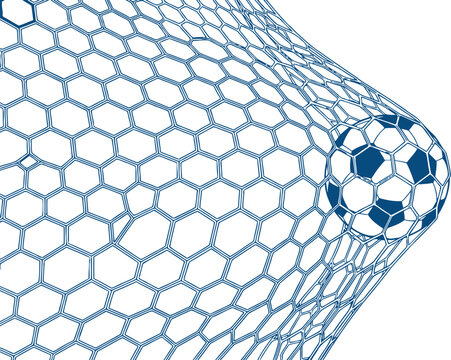 Abstract Honeycomb Structure in Blue Line Art