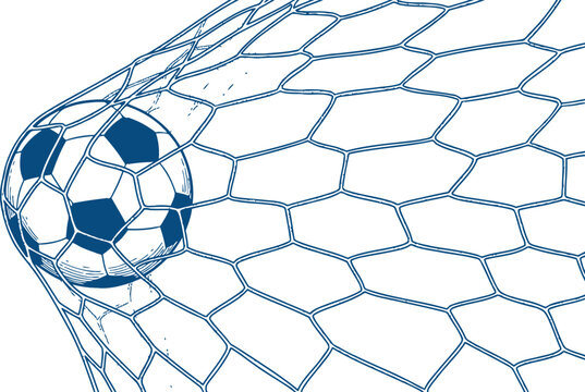Minimalist Soccer Ball in Net Line Art