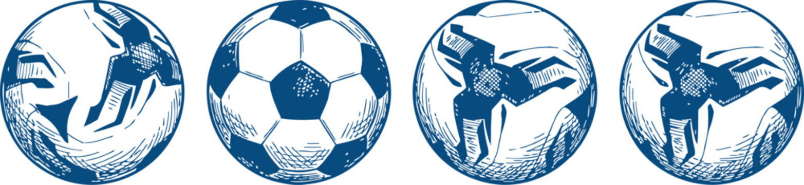 Minimalist Soccer Ball Vector Illustrations