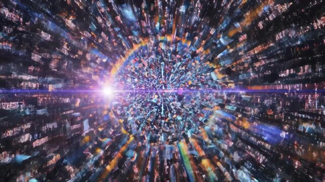 Digital binary code tunnel representing the seamless integration of human and machine