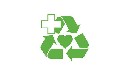 Fototapeta premium Recycling symbol with plus sign and heart green vector illustration