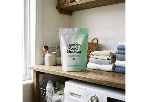 Laundry Supplies Pouch Mockup Template for Professional Brand Identity Showcase