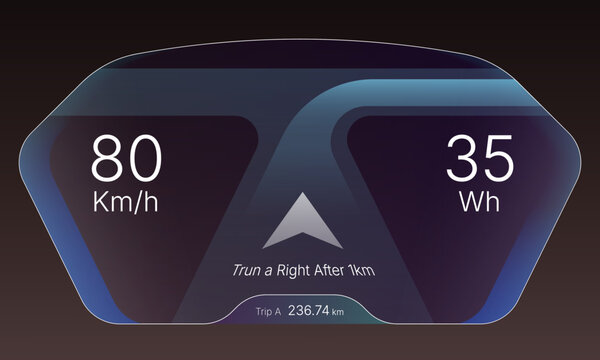 Futuristic Motorcycle Head Unit Dashboard With Transparent Interface