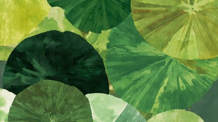 Obraz premium Abstract garden watercolor background with fresh green vegetation shapes and delicate organic washes