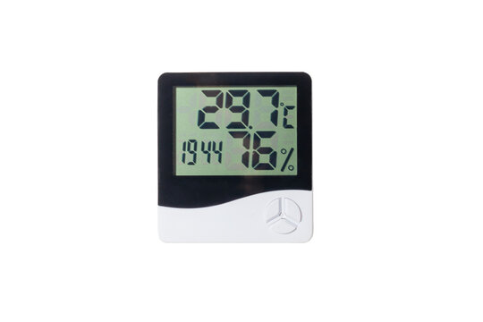 Digital thermometer and hygrometer for indoor temperature and humidity measurement. Electronic Device. Isolated. High quality photo