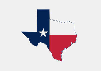 Fototapeta premium Texas State Map with Lone Star Flag Design Isolated on White Background