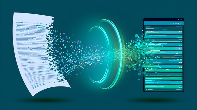 Document Digitization Concept, Data Migration Portal, Digital Transformation Background, Paperless Office Technology
