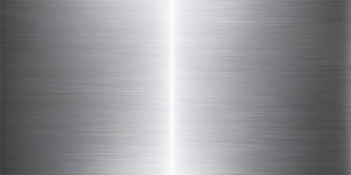 A polished silver brushed aluminum metal texture creates a sleek industrial stainless steel plate surface with a subtle grey metallic pattern and shiny chrome reflection