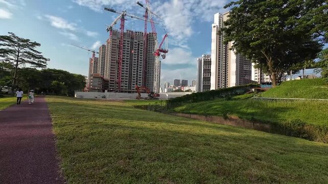 New BTO public housing development under construction near the Rail Corridor in Singapore