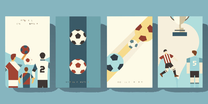 Soccer Players And Footballs A Series Of Minimalist Vector Illustrations