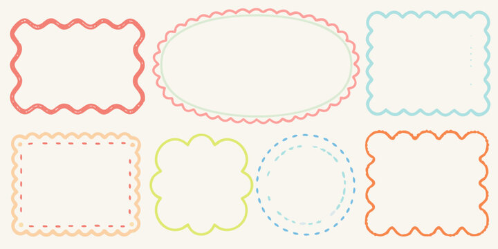 Decorative borders and frames pastel colored vector illustration set