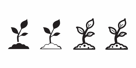 Plant Growth Stages Black And White Vector Illustration Set © Achinta