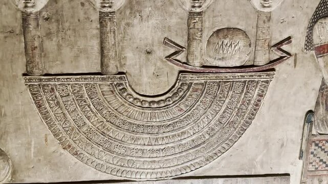 Head of the goddess Hathor at the Dendera Temple Complex, Qena, Egypt.