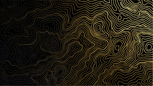 Golden contour lines forming an abstract mountain range pattern on a black background altitude cartography interval elevation geography geological gold graphic