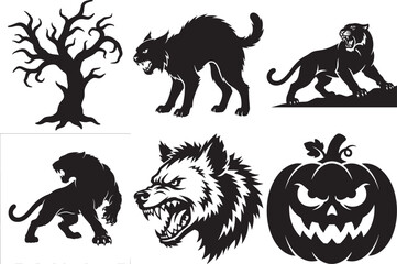 Naklejka premium Halloween icons isolated on transparent background